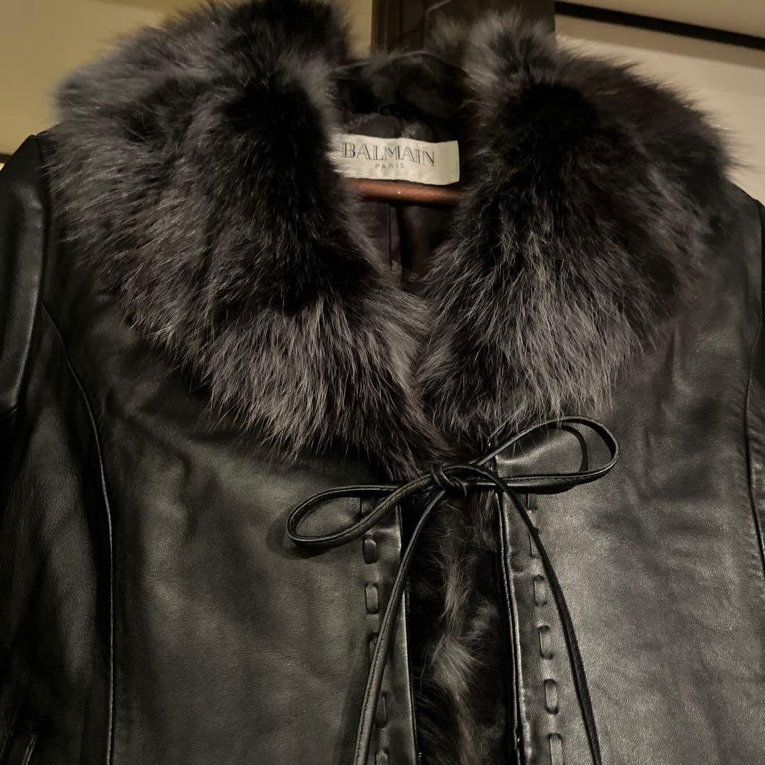 BALM AN ラムスキンレザージャケット❤️ブルーフォックスファー