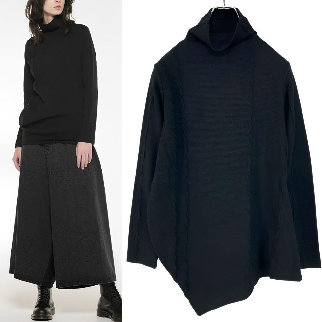 Ｙ's ワイズ 美品 21AW ジャガード ハイネック カットソー 黒2