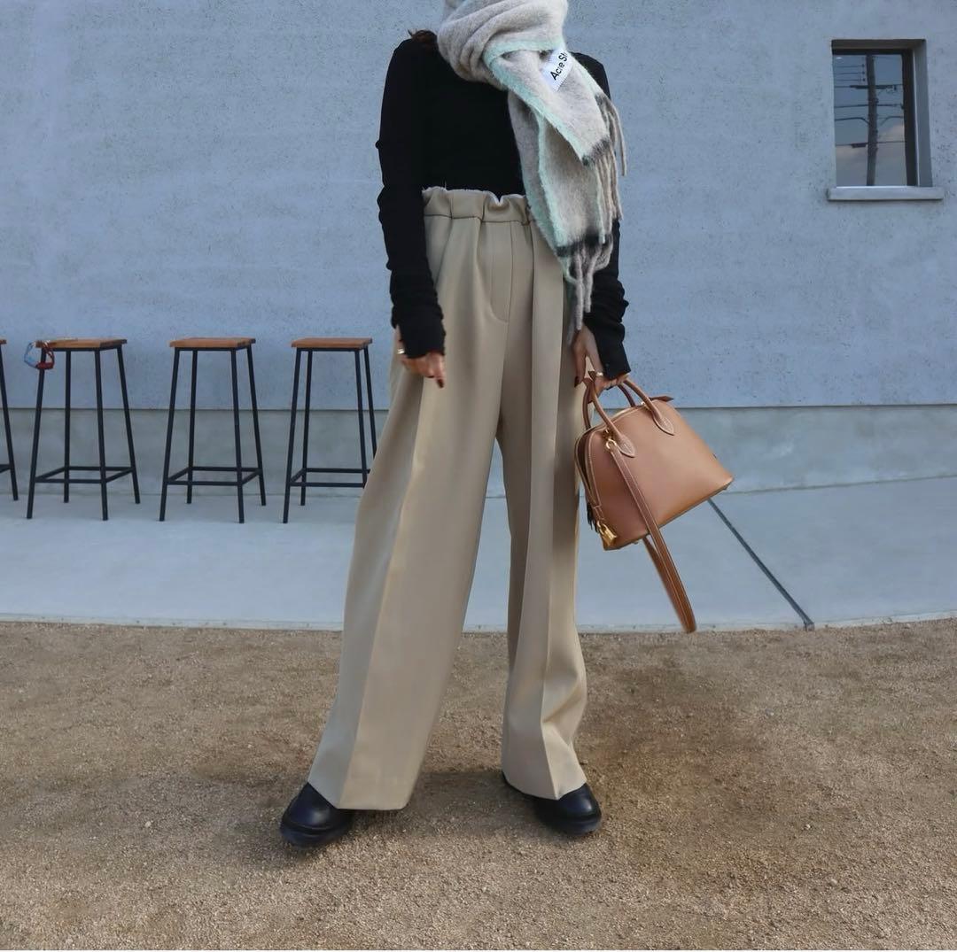 【epa】twill wide pants ツイルワイドパンツS ベージュ