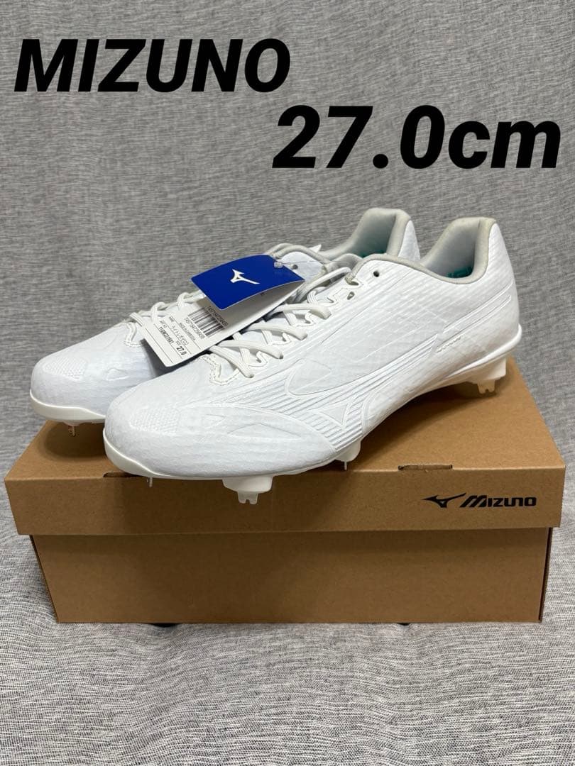 27.0 野球 スパイク 金具 ミズノ ライトレボゼロ2 白スパイク 紐 軽量