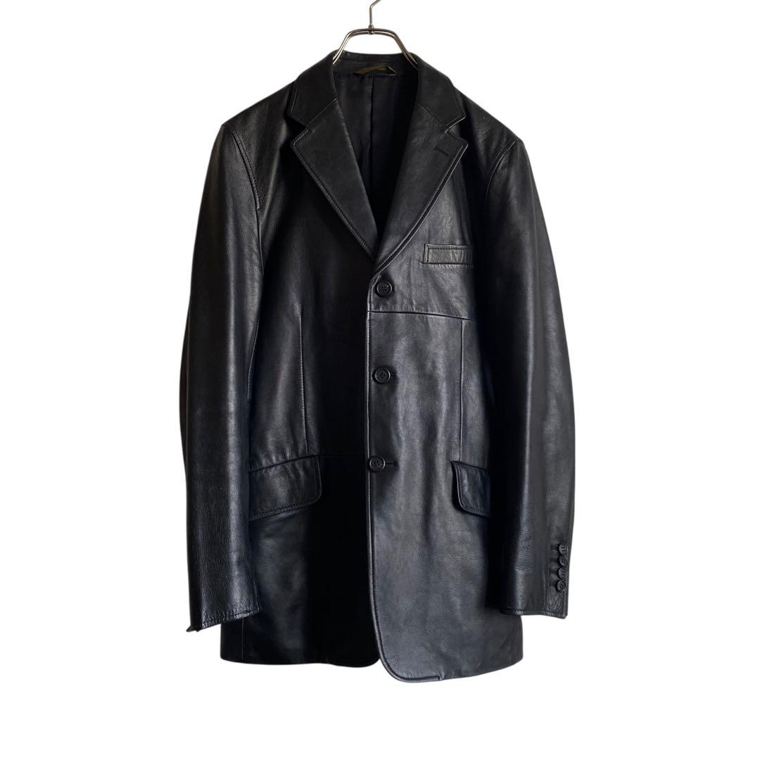 美品 90s〜 Paul Smith ラムレザー テーラードジャケット ブラック