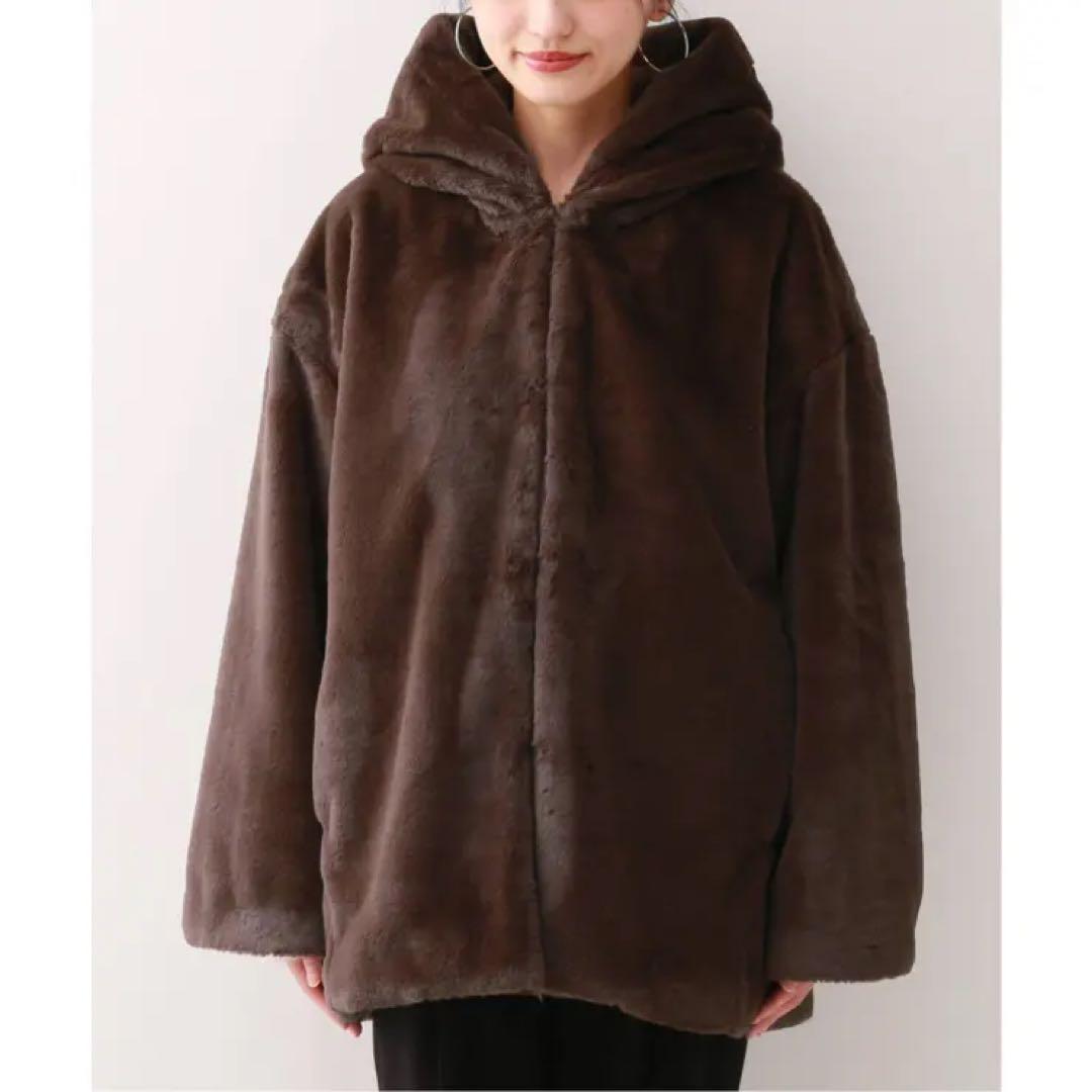 SLOBE IENA フェイクファーフードコート