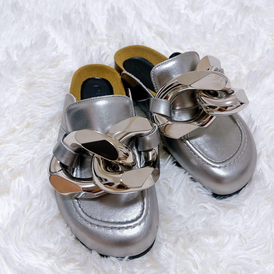 [美品]JW ANDERSON チェーンバックレスレザーローファー 36