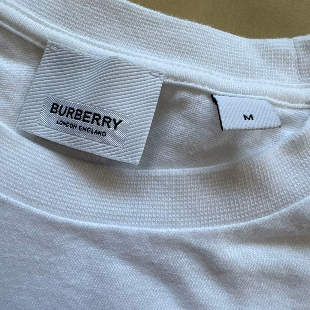 BURBERRY チェックロゴ Tシャツ 白 Mサイズ