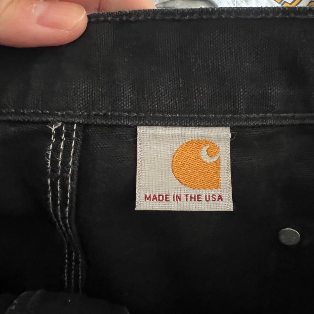 希少サイズ 90s USA製 カーハート ダブルニー B01 BLK 42x34
