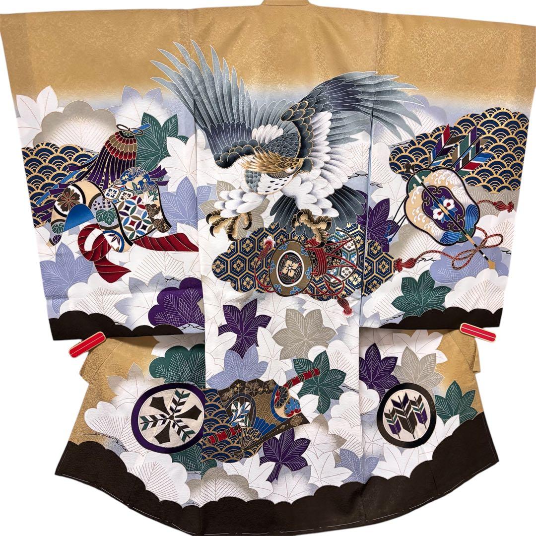 【新品】京芥子菜色（からしな）金刺繍 ぼかし染め京友禅❗️お宮参り 産着 正絹