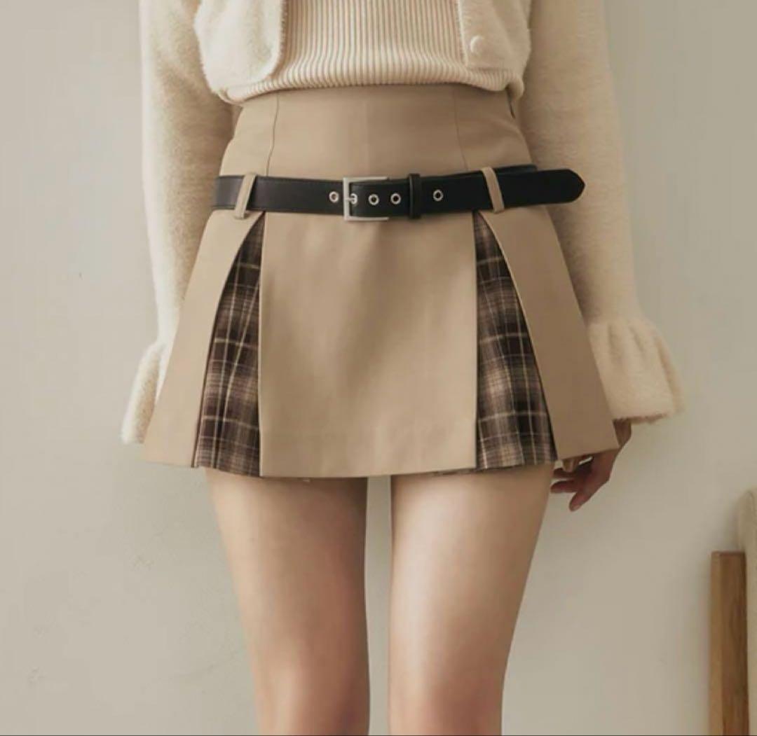 【Darich】チェックドッキングミニスカート