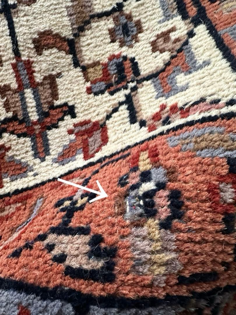 132×65 ヴィンテージラグ　二重織り　手織ラグ