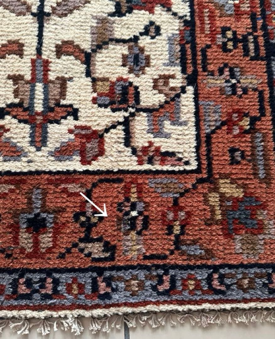 132×65 ヴィンテージラグ　二重織り　手織ラグ