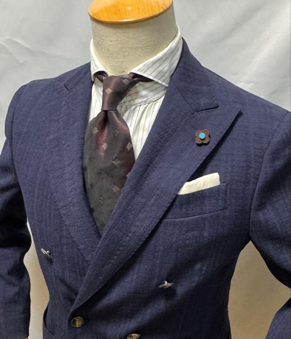 ◆ 正規品【46】LARDINI◆美品！秋冬物『６Ｂダブル・ジャケット』紺◆