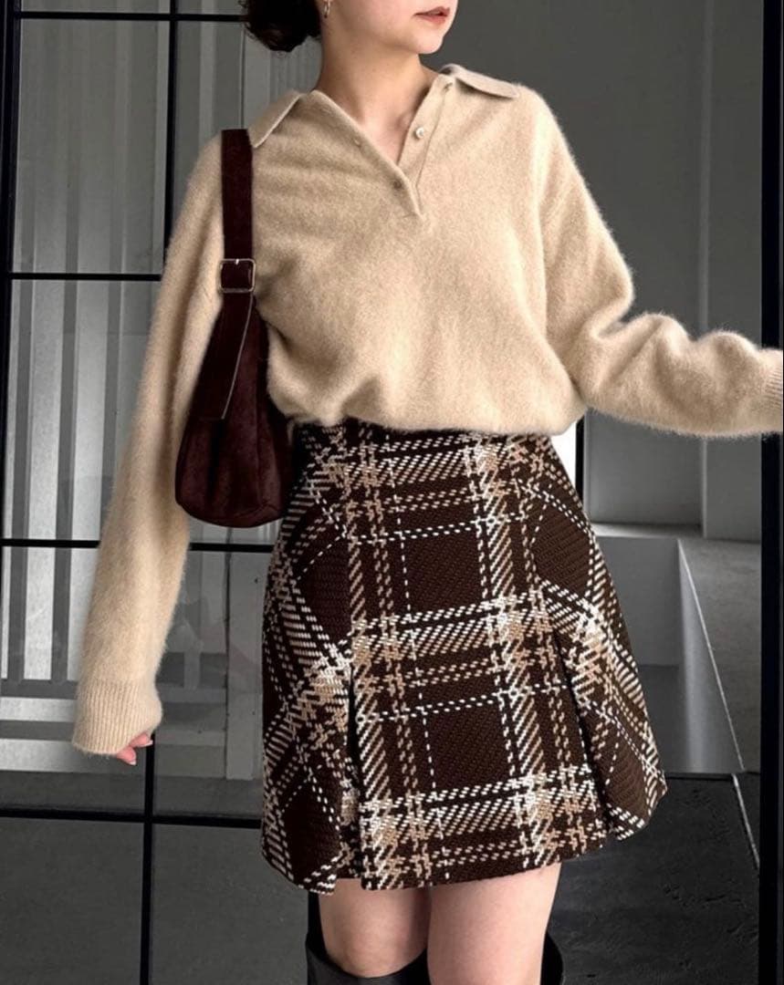 SNIDEL Sustainableロービングチェックミニスカート 0サイズ