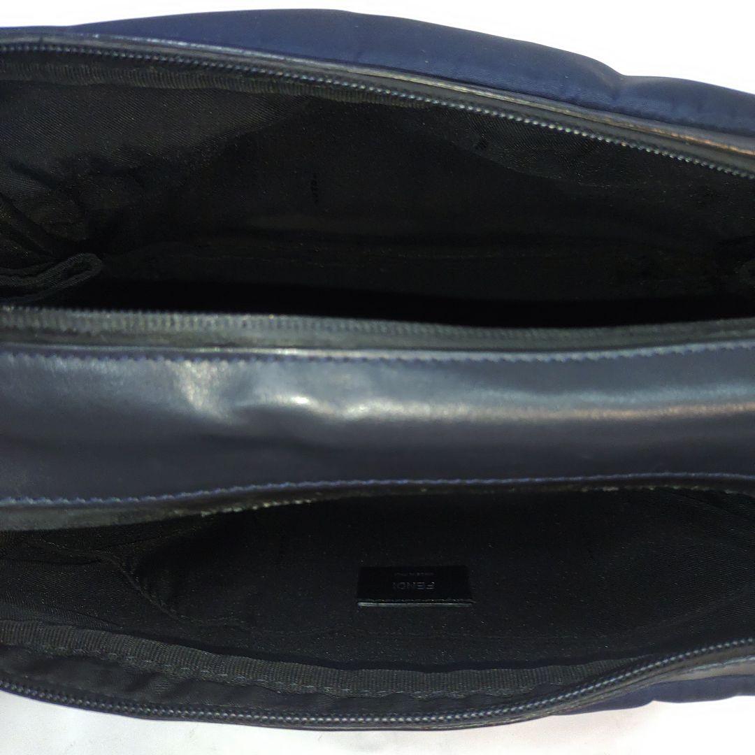 フェンディ モンスター カメラバッグ ショルダーバッグ レザー×ナイロン 紺×黒