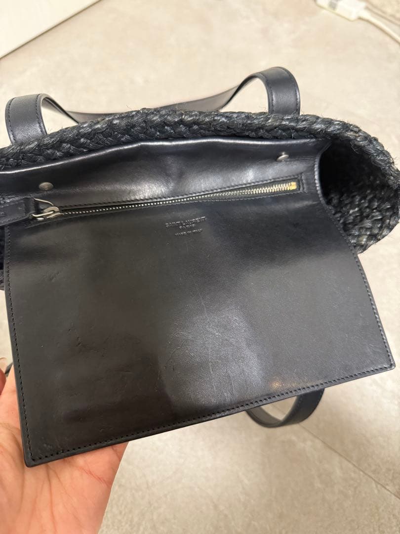 サンローラン　SAINT LAURENT パニエ　ラフィア　かごバッグ　ブラッグ