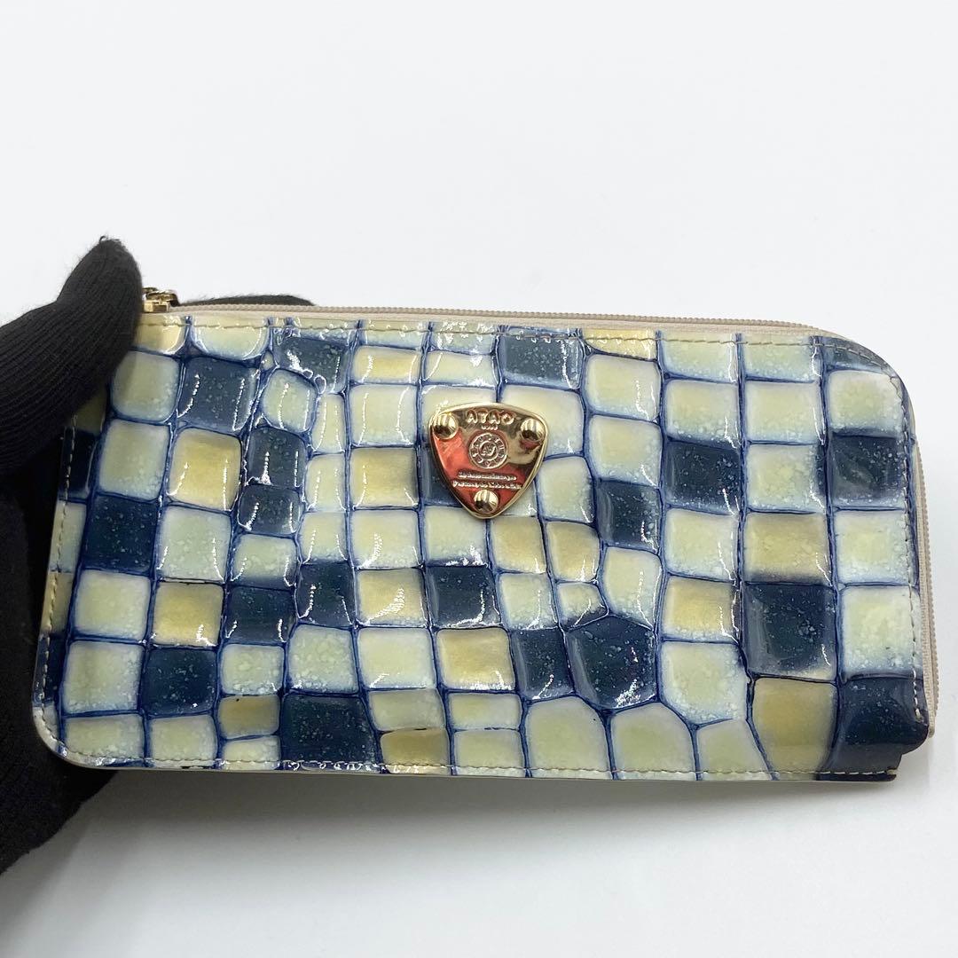 極美品　ATAO スリモ ヴィトロ ブループリズム L字ファスナー 長財布