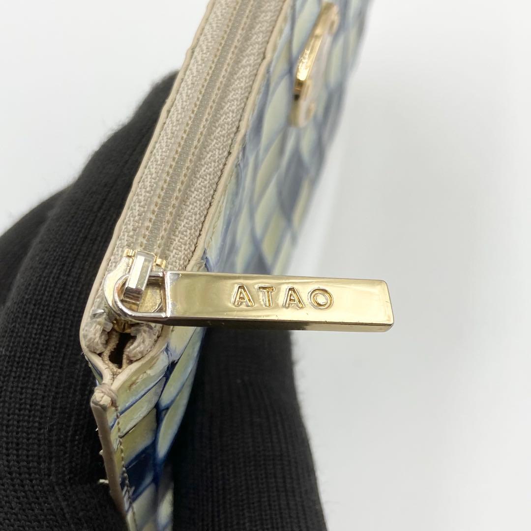 極美品　ATAO スリモ ヴィトロ ブループリズム L字ファスナー 長財布
