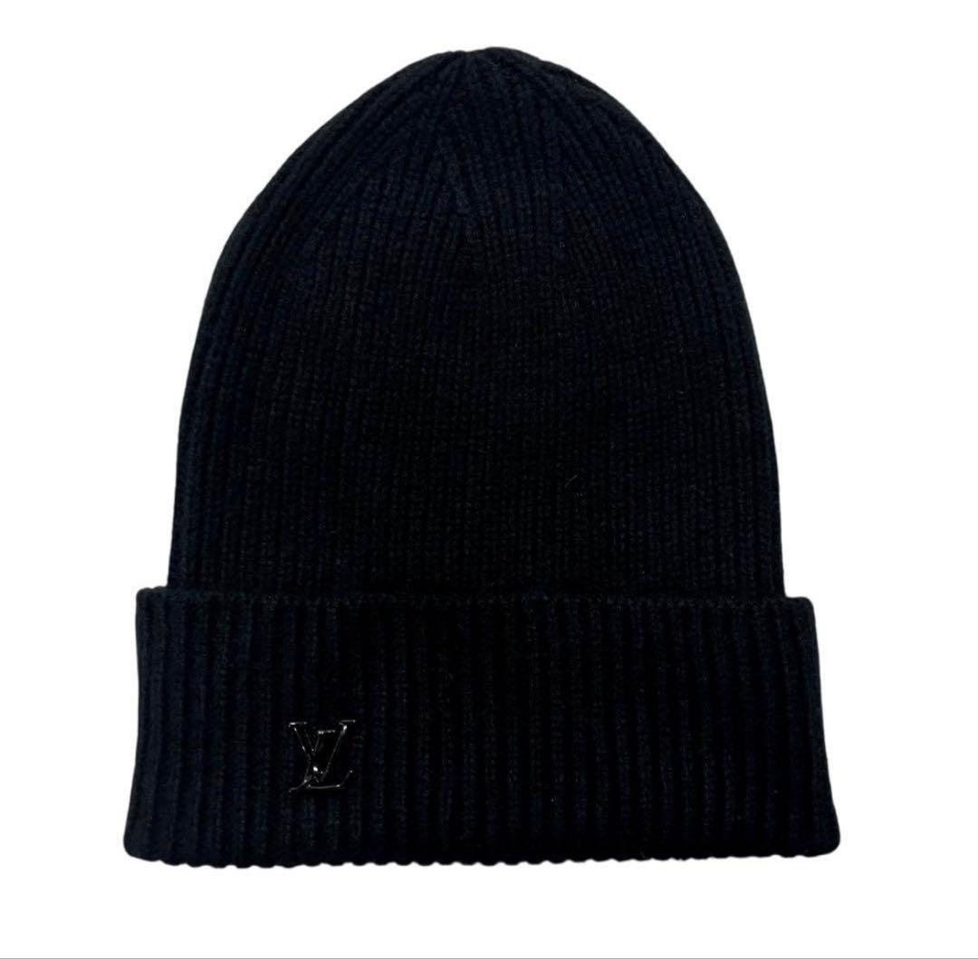 美品‼️ ルィヴィトン　 黒 ニット帽子