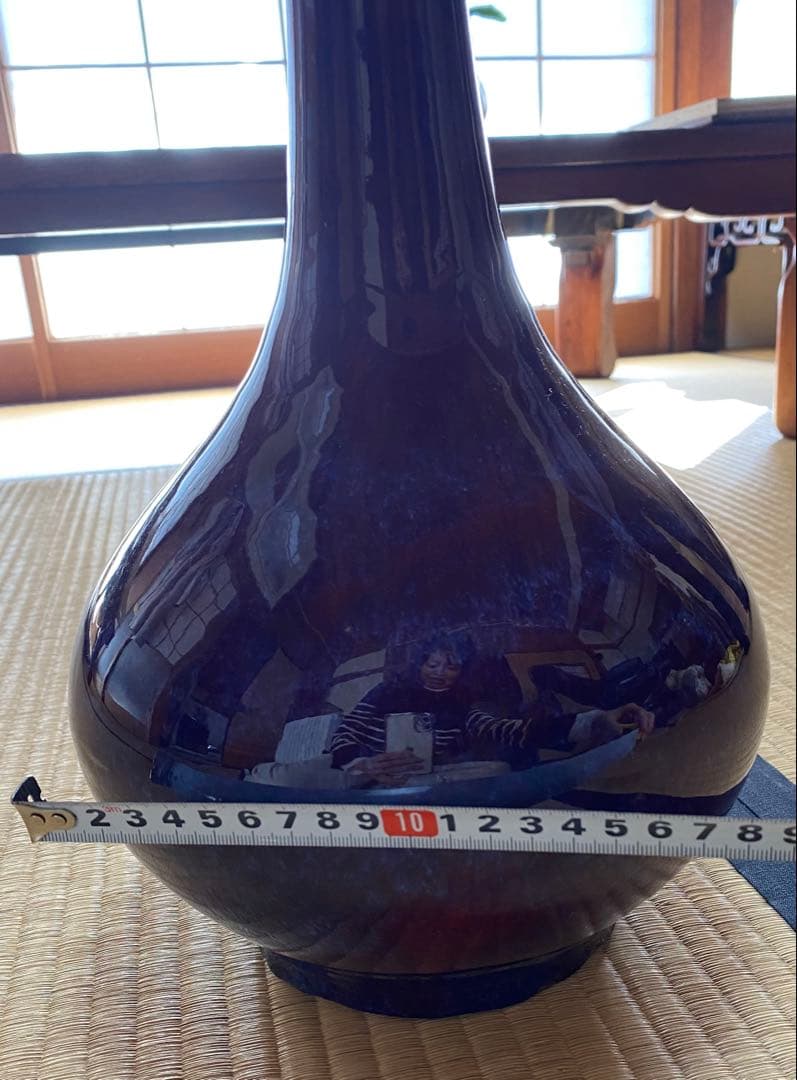 辰砂　首長壺　箱、台座あり