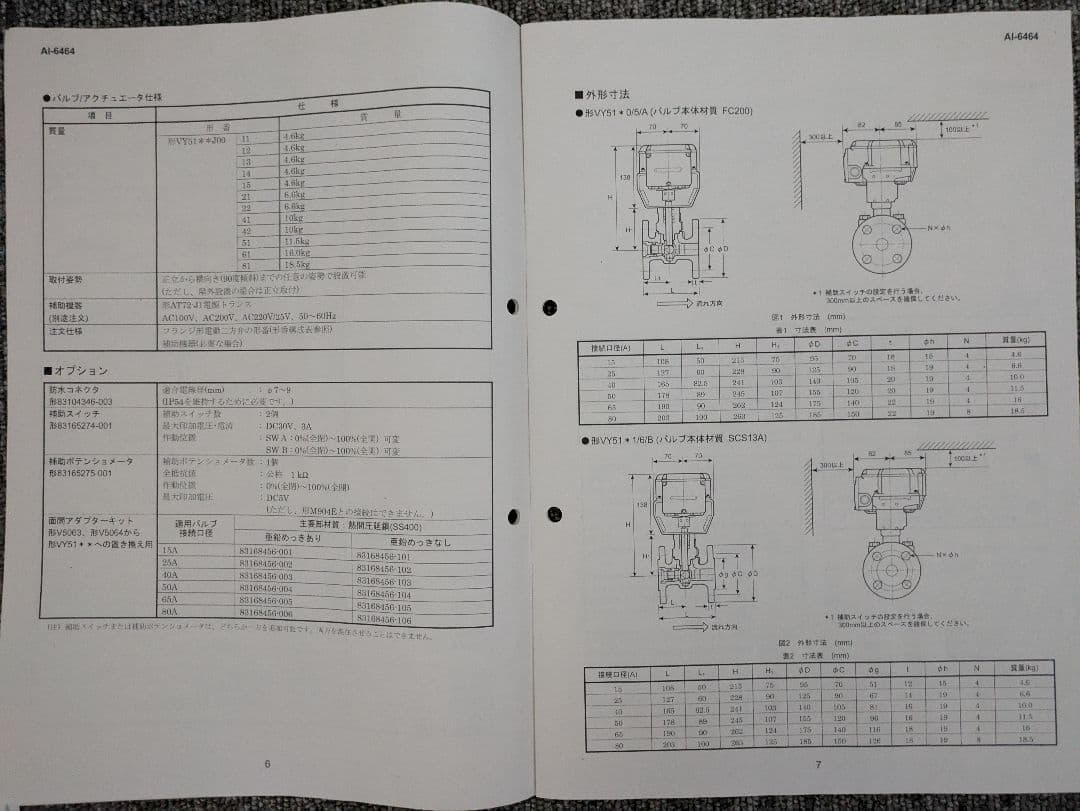 azbil製品　フランジ形電動二方弁