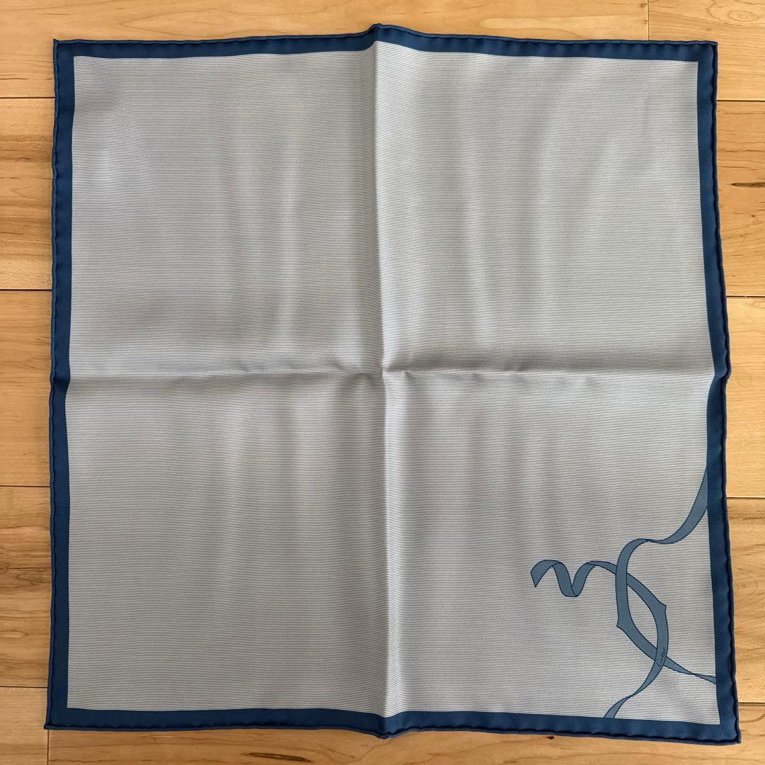 新品 カルティエ Cartier ブルー ストライプ ハンカチ ポケットチーフ