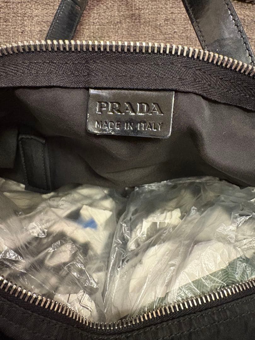 【のんびり◡̈⃝】プラダ ミニボストン ハンドバッグ ナイロン レザー