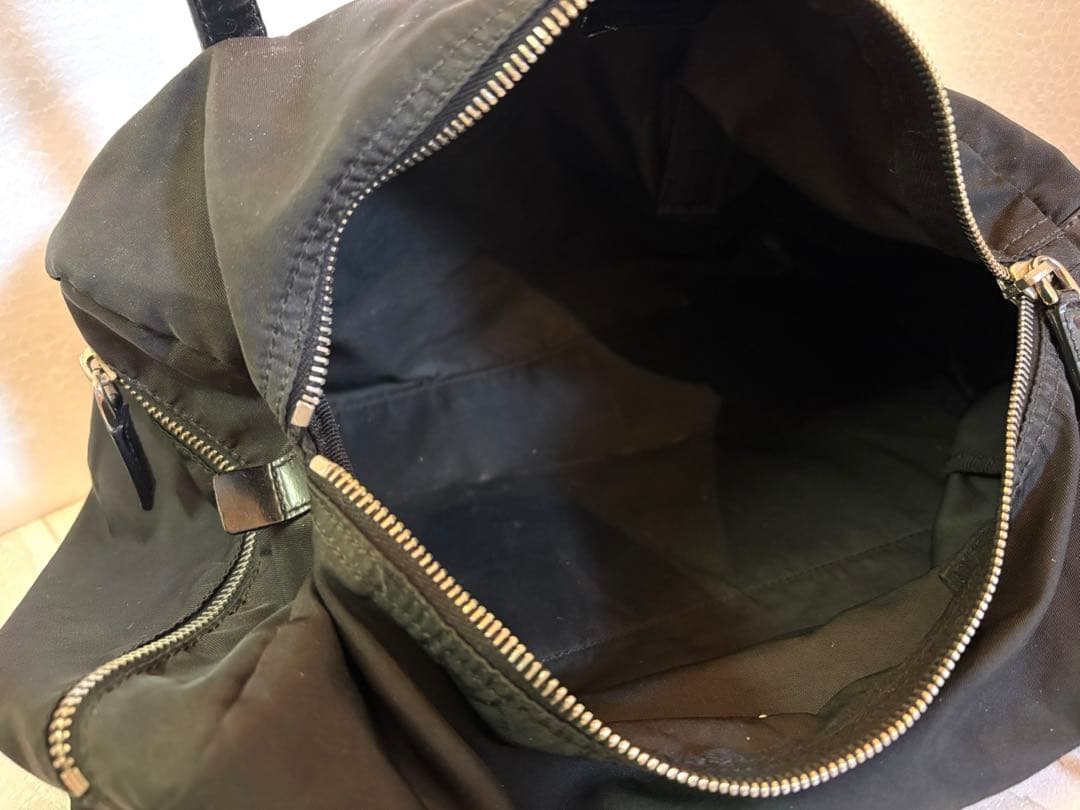 【のんびり◡̈⃝】プラダ ミニボストン ハンドバッグ ナイロン レザー