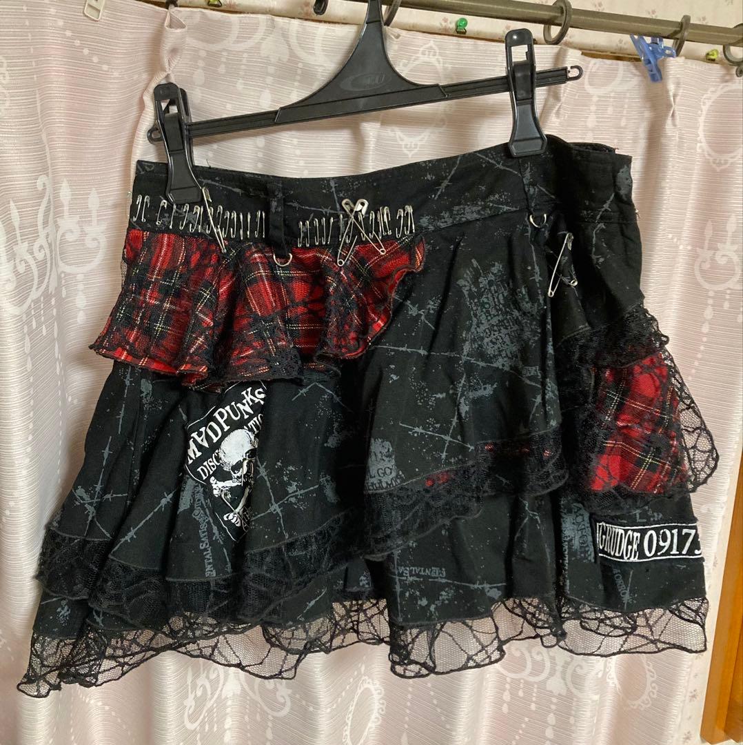 MAD GIRL 赤黒チェック ゴスパンク スカート マッドガール Lサイズ