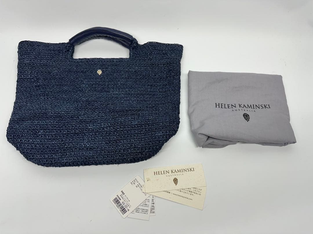 【美品】ヘレンカミンスキー カゴ レザー トートバッグ A4◎ ネイビー