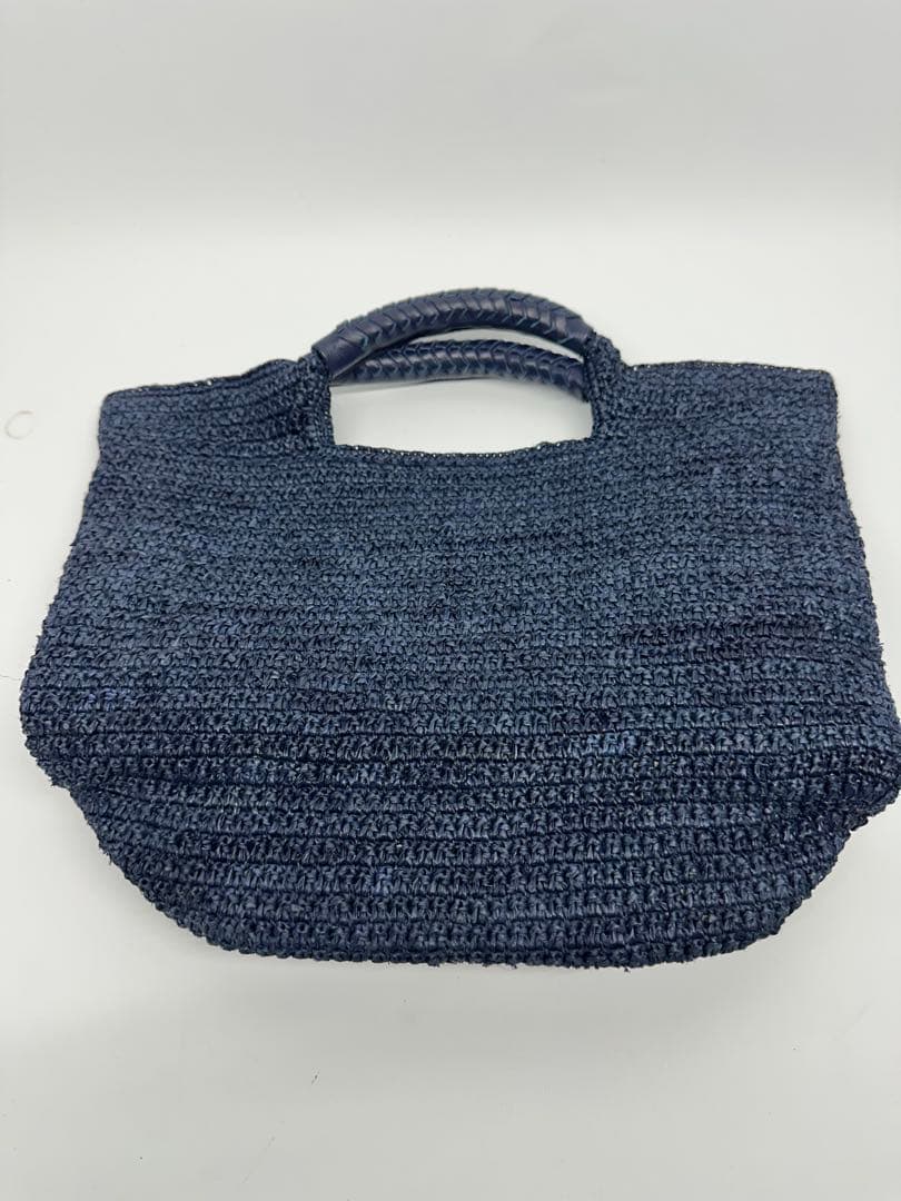 【美品】ヘレンカミンスキー カゴ レザー トートバッグ A4◎ ネイビー