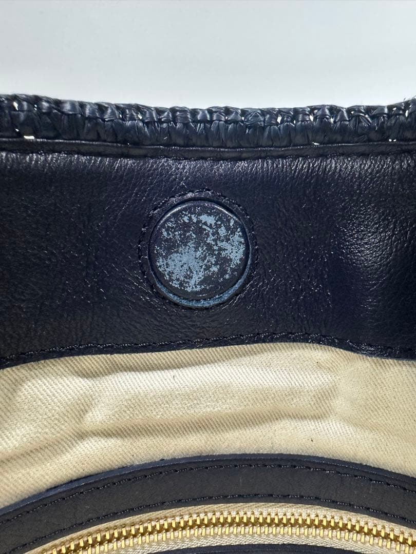 【美品】ヘレンカミンスキー カゴ レザー トートバッグ A4◎ ネイビー