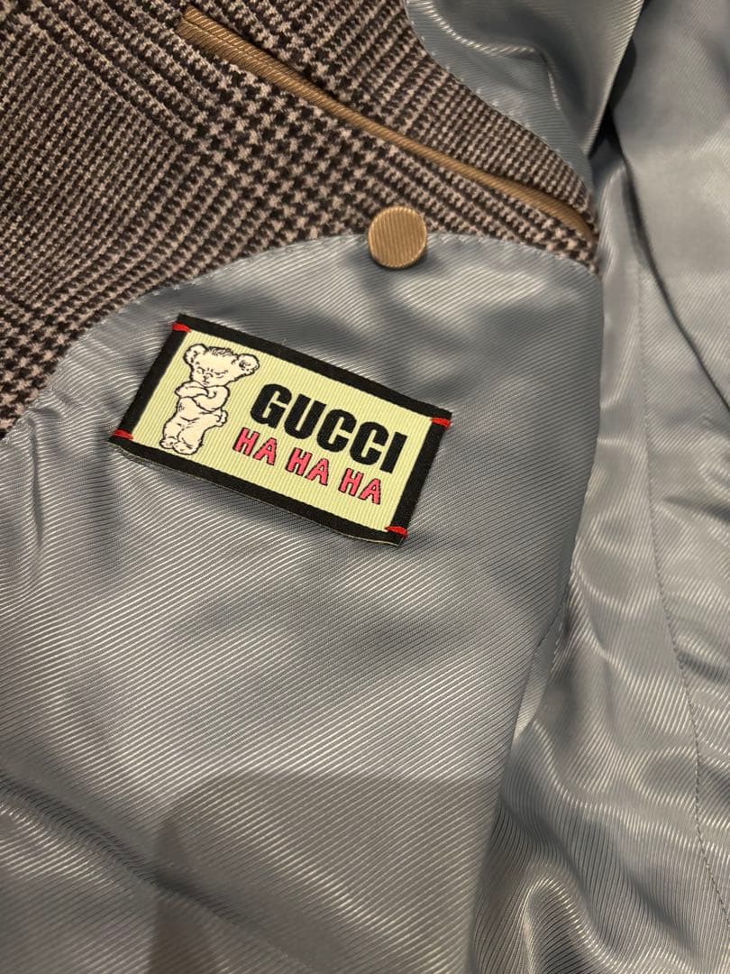 GUCCI×HAHAHA ミケーレ ウールチェックジャケット 44 ハリー