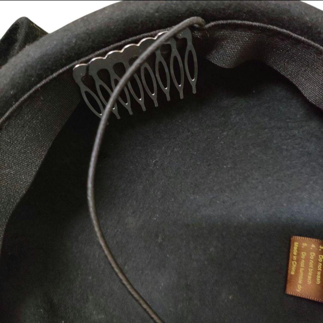 2点セット大リボン冬帽子ヴィンテージ調ピルボックス帽日常ヘッドピースフェルト赤黒