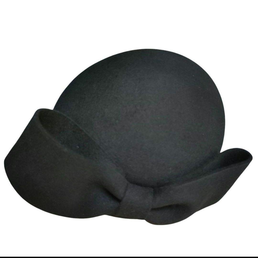 2点セット大リボン冬帽子ヴィンテージ調ピルボックス帽日常ヘッドピースフェルト赤黒