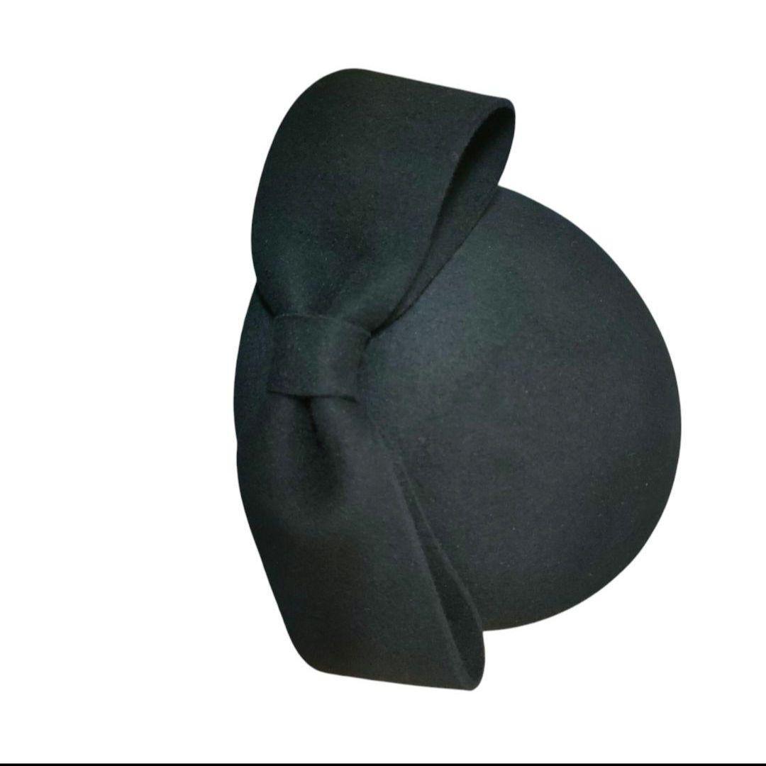 2点セット大リボン冬帽子ヴィンテージ調ピルボックス帽日常ヘッドピースフェルト赤黒