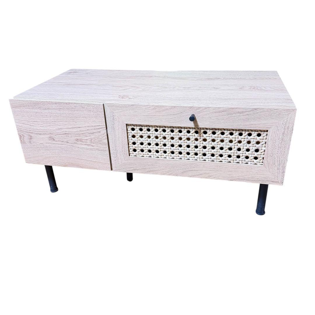 LOWYA テレビボード 幅80cm ラタン調 木製 ローボード