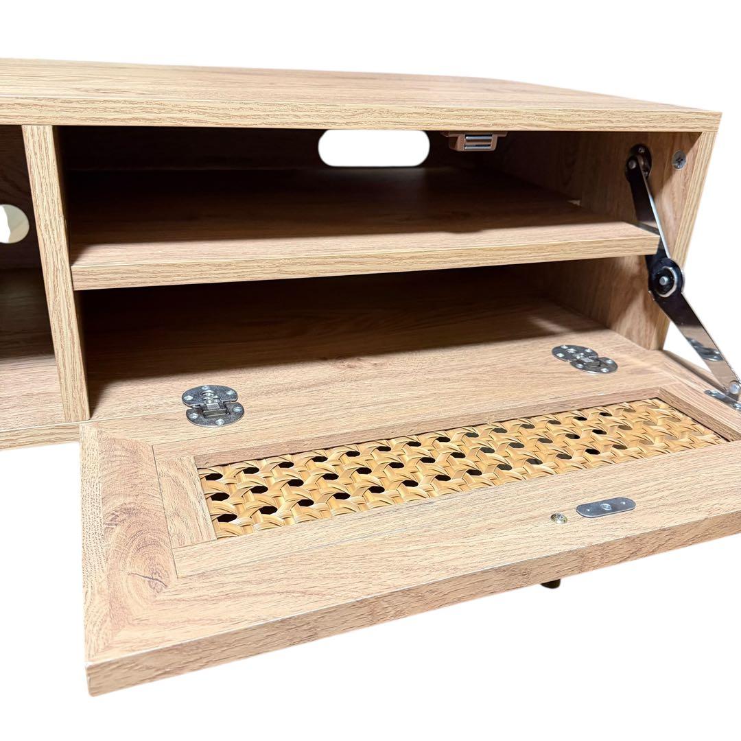 LOWYA テレビボード 幅80cm ラタン調 木製 ローボード