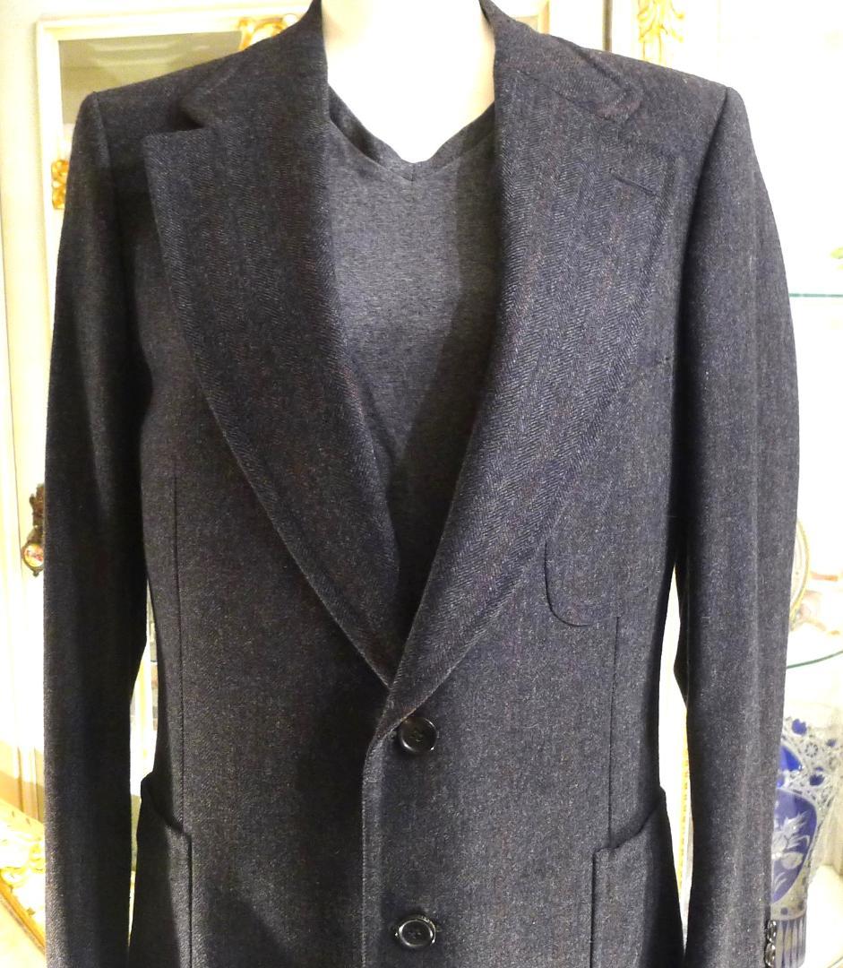 メンズ●【GUCCI】グレーベース ブラウンストライプ ジャケット美品●