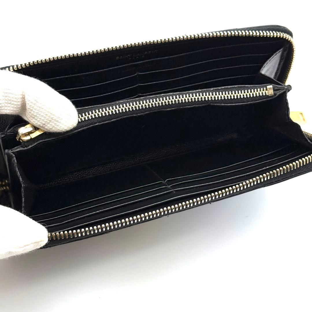 サンローラン YSL Vステッチ キャビアスキン ブラック 長財布 P80