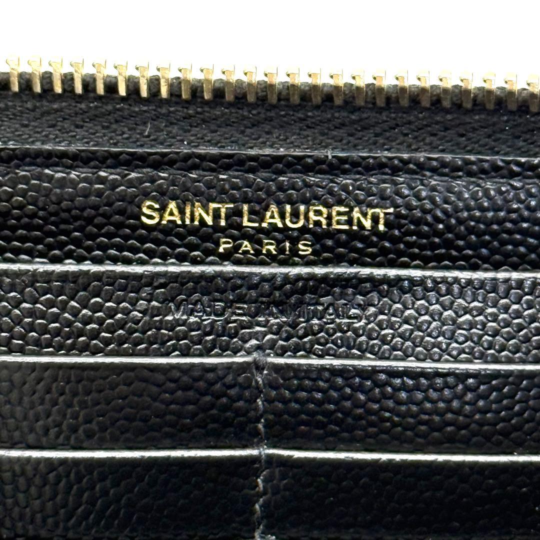サンローラン YSL Vステッチ キャビアスキン ブラック 長財布 P80