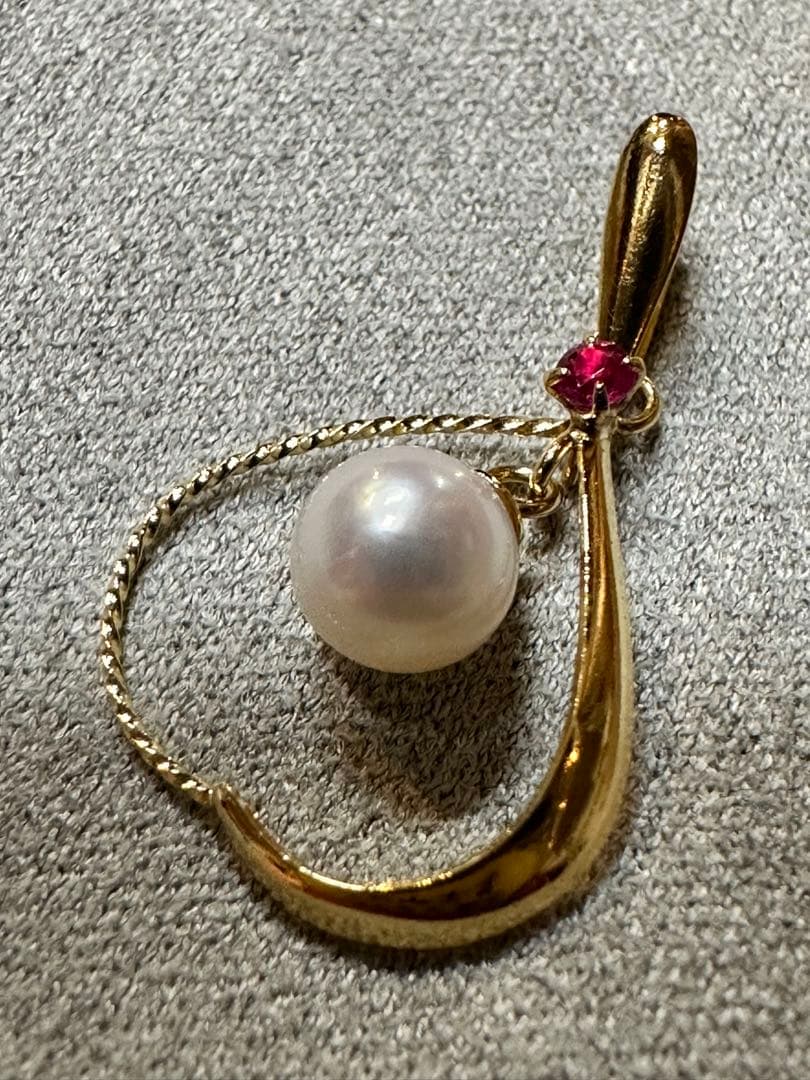 直*子様 K18あこや真珠 ルビー ペンダントトップ