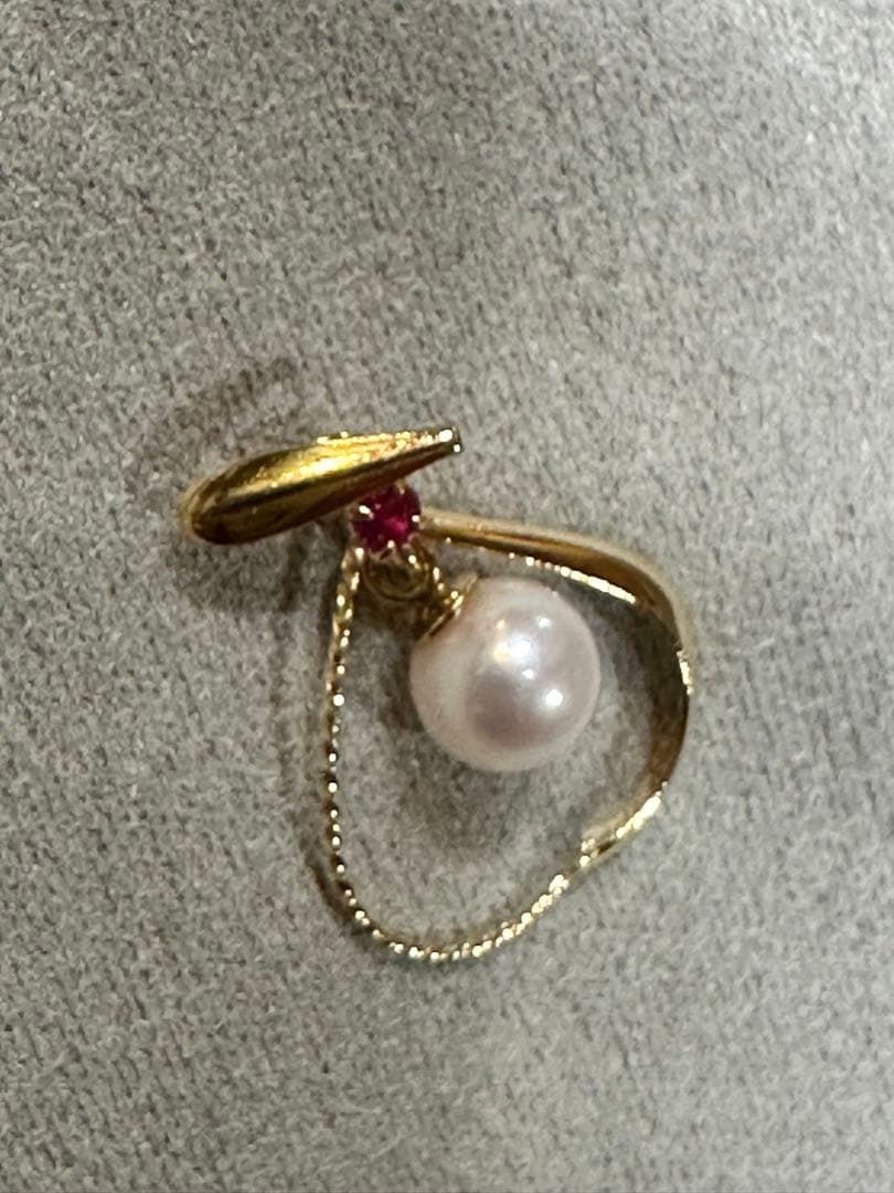 直*子様 K18あこや真珠 ルビー ペンダントトップ