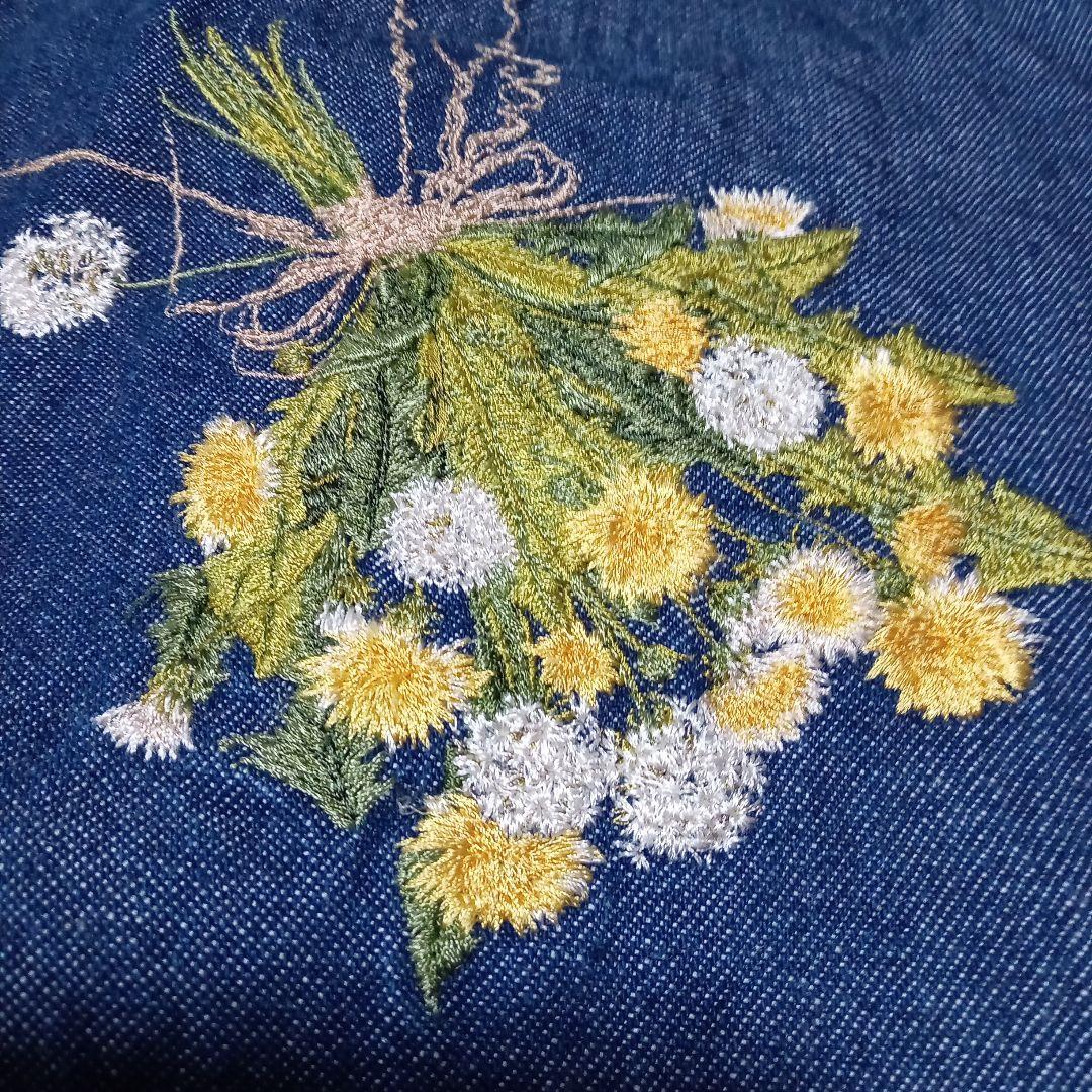 茉*華様 ワンダフルワールド デニムブルゾン キルティング リブ たんぽぽ刺繍