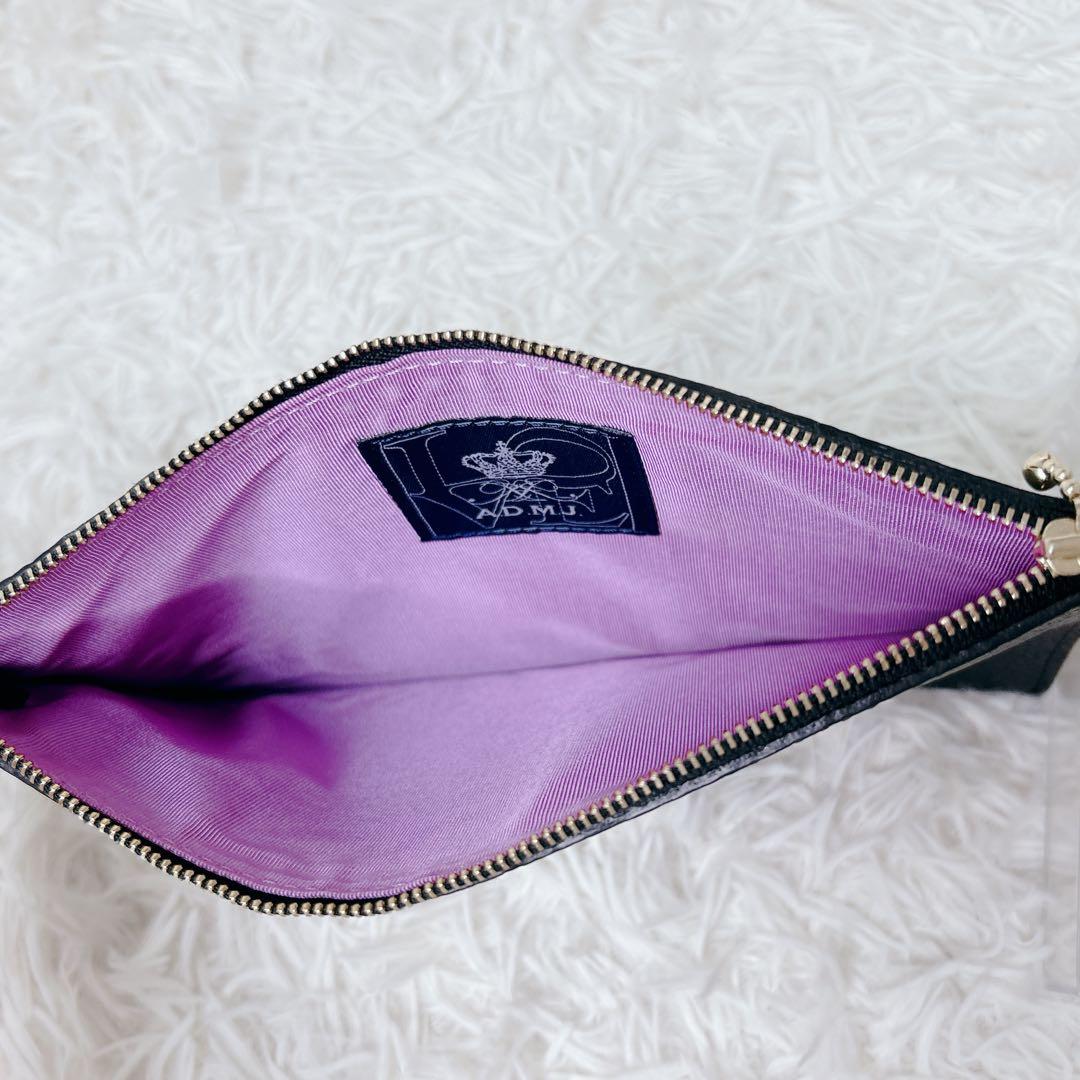 A.D.M.J 高級　本革 ワンショルダー 黒 シボ革 A4 ポーチ付　GC付き