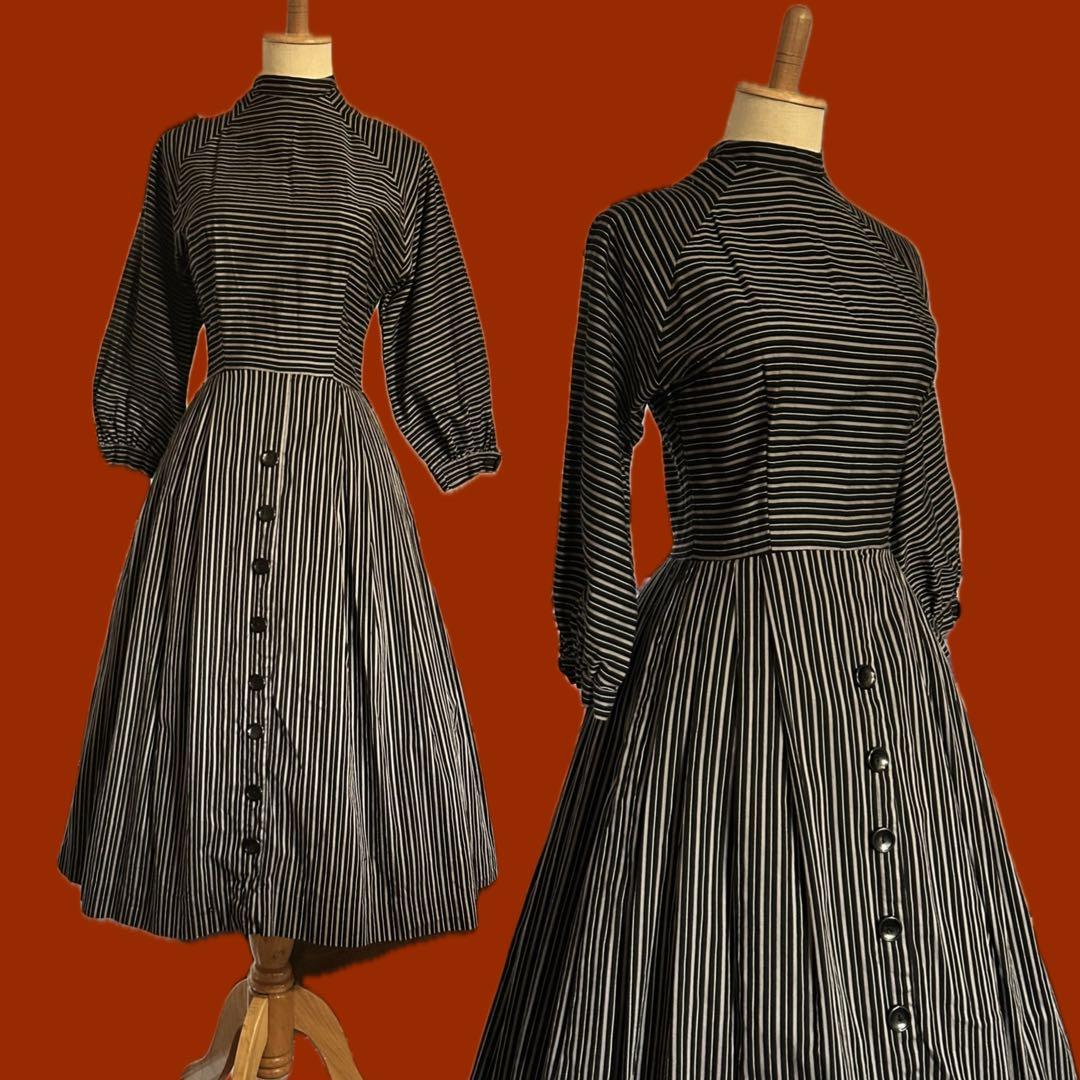 ワンピース 1950s vintage Betty Barclay stripe dress