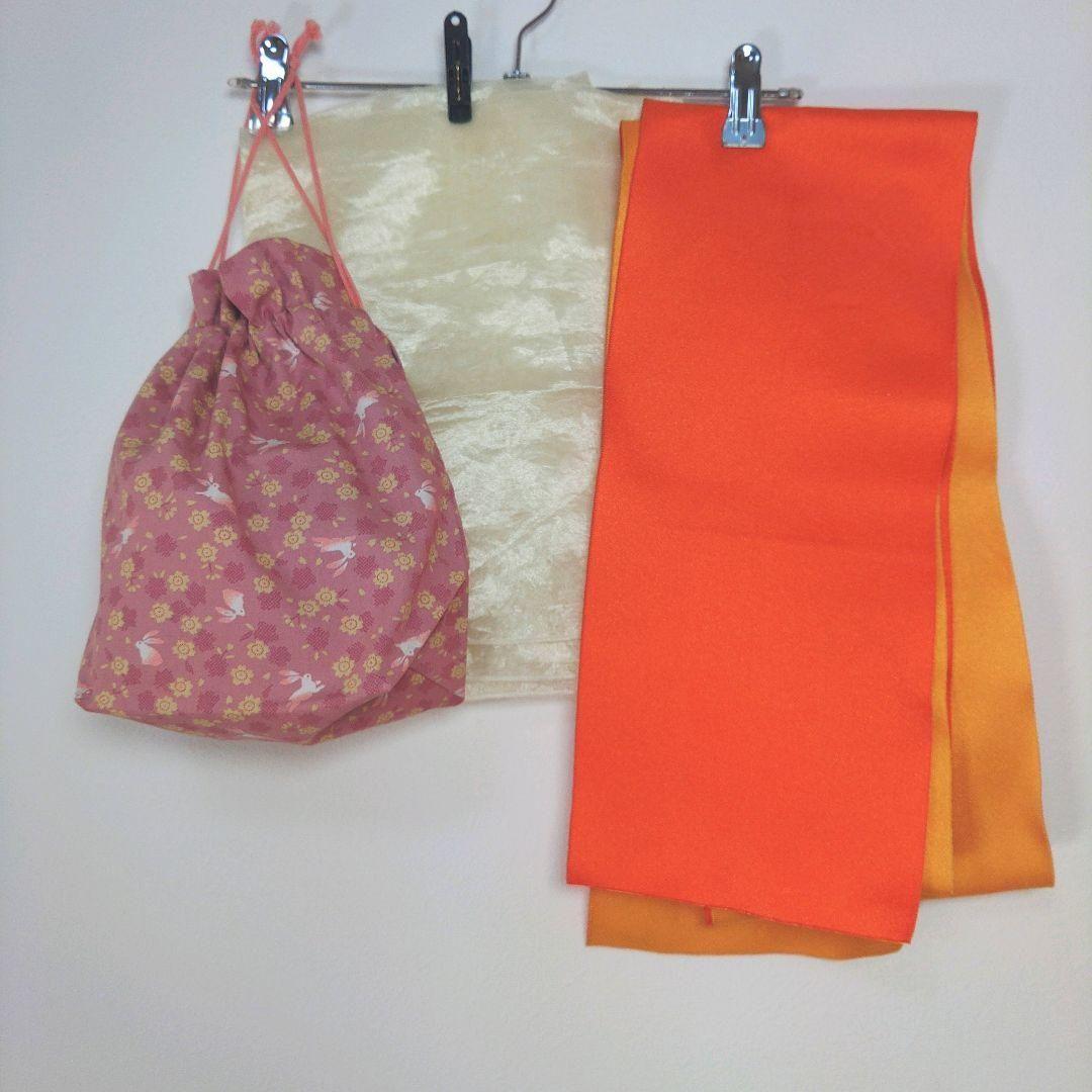 レディース　浴衣　セット　身丈162cm　オレンジ　とんぼ　花柄　半幅帯　黄色