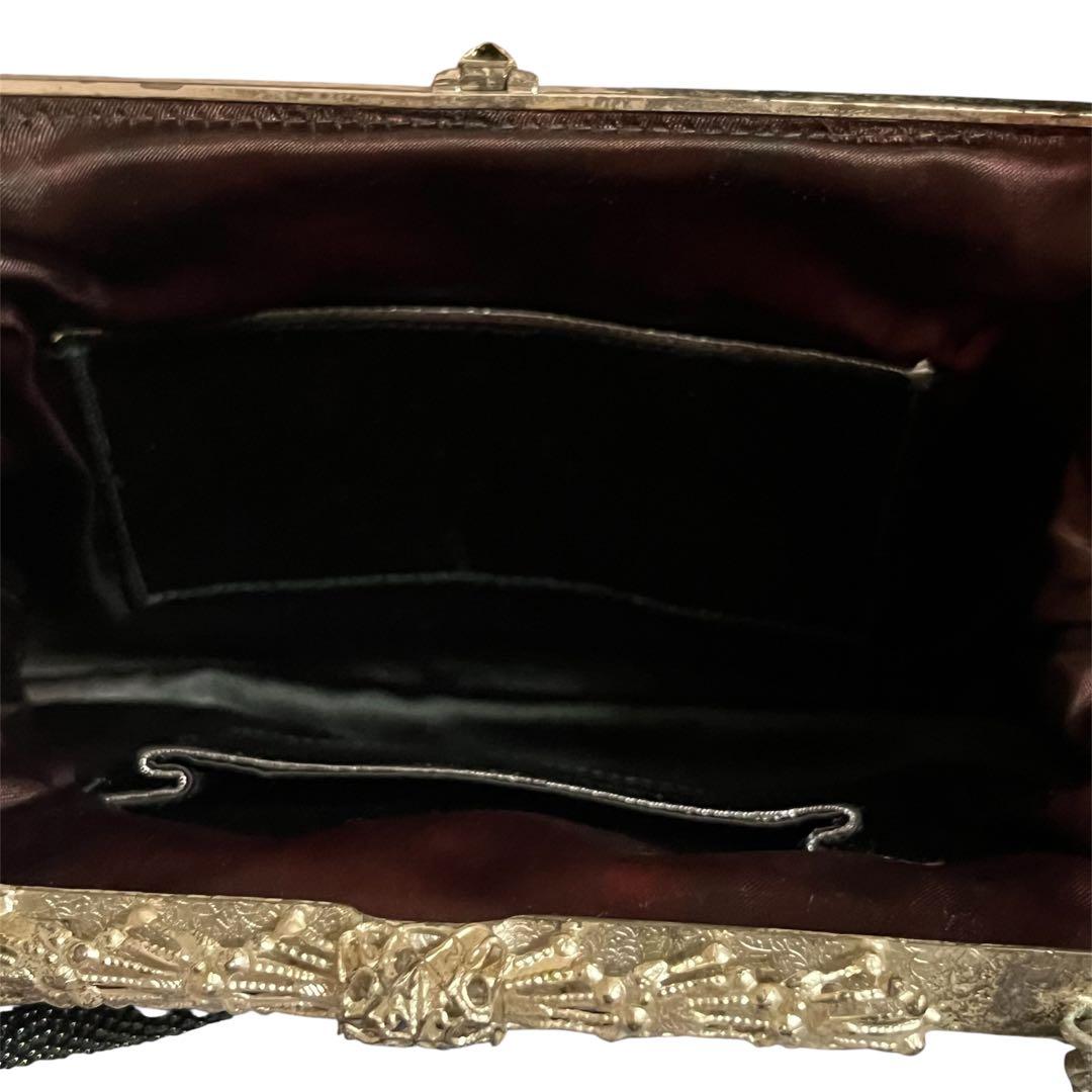 レトロ　アンティーク　ヴィンテージ 総ビーズバッグがま口和装グリーン