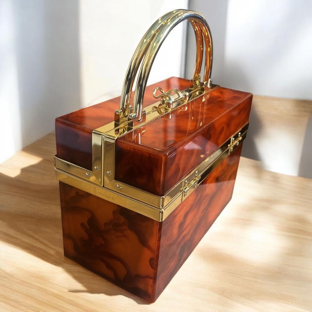 【美品】ボルサソベラナ　バニティバッグ　ハンドバッグ　Red×Gold