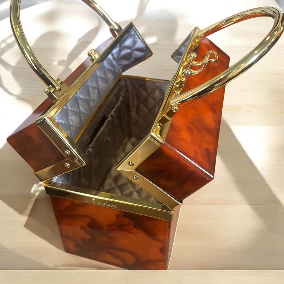 【美品】ボルサソベラナ　バニティバッグ　ハンドバッグ　Red×Gold