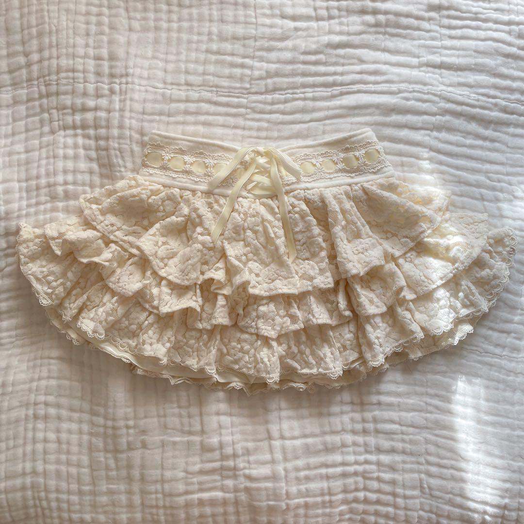 00s 希少 LIZLISA 起毛レースはしごリボンティアードスカパン 姫ロリ