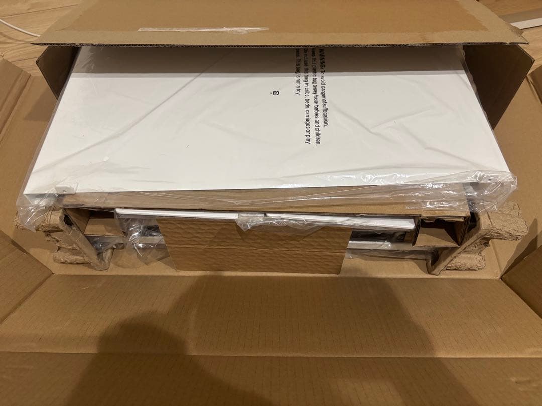 新品 tower 蓋付き目隠し分別ダストワゴン 2分別 ホワイト　レジ袋用