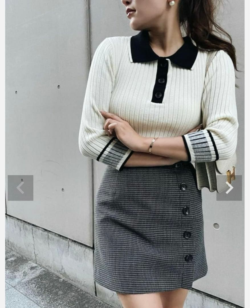 ♡kei♡【sheller】ツイードボタンミニスカート
